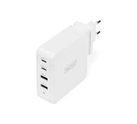 DIGITUS Cargador Universal GAN 100 W - 2 Puertos USB-C - 2 Puertos USB-A - Cargador rápido Power Delivery (PD 3.0) - para iPhone, iPad, Samsung Galaxy, Pixel, Xiaomi, Motorola, Huawei - Blanco
