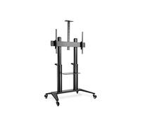 DIGITUS Carro de presentación de TV con Estante - para TV de 70-120" - VESA 200x200 a 1000x600 - Soporte para cámara - Capacidad de Carga 140 kg - Ajustable en Altura e inclinable - Negro