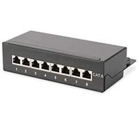 Desktop CAT 6 Patch Panel, shielded Class E, 8-port RJ45, 8P8C, LSA, black, 482x44x109