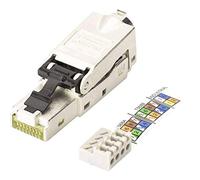DIGITUS Conector de red Cat 6A - 1 unidad - Apantallado - 10 Gbit/s | Montaje sin herramientas - AWG 27/7 a AWG 22/2 - 10GBase-T 500 MHz - Conector de campo RJ45 Cat6A