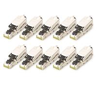 DIGITUS DN-93631 - Conector de Red Cat 6A - 10 Piezas - 360° Blindado - Conector de Campo RJ45 Cat6A - Instalación sin Herramientas - 500 MHz - 10GBase-T - 10 Gbit/s - AWG 27/7 a AWG 22/1