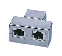DIGITUS Conector modular CAT 5e - blindado - 2x RJ45 a 1x RJ45 - asignación 1:1 - plástico ABS sin halógenos - plateado, gris
