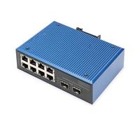 DIGITUS conmutador de Red - 10 Puertos Fast Ethernet - 8X RJ45 + 2X Gigabit SFP uplink - IP40 - Montaje en Carril DIN - 10/100 Mbit/s - Serie Industrial