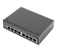 DIGITUS Conmutador de red de 8 puertos - Montaje en riel DIN o en pared - Zócalos Gigabit Ethernet RJ45 - Riel DIN - 1 Gbit / s