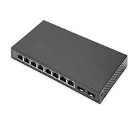 DIGITUS Conmutador de red Gigabit de 10 puertos - No gestionado - 8 puertos RJ45 - 2x enlaces ascendentes SFP - 10/100/1000 Mbps - Auto-MDI/MDI-X - negro