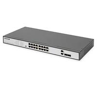 DIGITUS Conmutador de Red PoE Fast Ethernet de 18 Puertos 16x RJ45 PoE + 2X Combo RJ45/SFP - 250W PoE Presupuesto - 19 Pulgadas - 10/100 Mbps