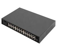DIGITUS Conmutador de Red PoE Fast Ethernet de 26 Puertos - 24x 100 Mbps RJ45 + 1x Gbps RJ45 Combo + 1x Puerto SFP - 19 Pulgadas - 185W PoE Budget - 10/100 Mbps