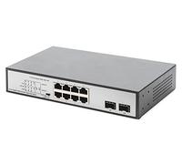 DIGITUS Conmutador de Red PoE Gigabit de 8 Puertos - 8X RJ45-19 Pulgadas - conmutador de Red - presupuesto PoE 180W - 10/100/1000 Mbps
