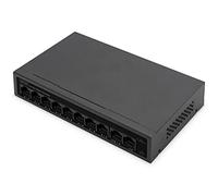 DIGITUS Conmutador de Red PoE Gigabit Ethernet de 10 Puertos - No gestionado - 8x Puertos PoE RJ45 + 2x RJ45 Uplink - 60W PoE Presupuesto - Modo CCTV - 10/100/1000 Mbps - negro