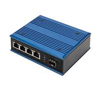 DIGITUS Conmutador de Red PoE - Gigabit Ethernet de 5 Puertos - 4X RJ45 + 1x Puerto SFP - No gestionado - 10/100/1000 Mbit/s - Montaje en Carril DIN y en Pared - IP40 - Serie Industrial - Azul