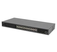 DIGITUS Conmutador de Red PoE Gigabit Gestionado de 27 Puertos - 24 Puertos RJ45 - 2 Puertos SFP - 1 Puerto de Consola - 450W PoE Presupuesto - Características L2 - 19 Pulgadas