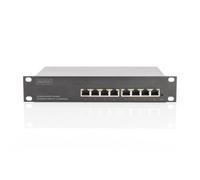 DIGITUS Conmutador de red - 10 pulgadas, 1U - 8 puertos - Gestionado L2+ | 1 Gbit/s - 8x RJ45 - VLAN - Gigabit Ethernet - Para armarios de red de 10 pulgadas (254 mm) - Negro