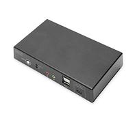 DIGITUS Conmutador KVM, 2 puertos, 4K30Hz, entrada USB-C/USB/HDMI, salida HDMI, rojo