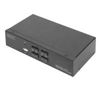 DIGITUS Conmutador KVM, 4 puertos, pantalla única, 4K, HDMI