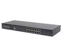 DIGITUS Conmutador KVM modular para consolas KVM , 16 puertos Cat5, 16 dongle Cat5 (VGA, USB, PS / 2), ruta de transmisión de hasta 60 m, negro
