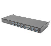DIGITUS Conmutador KVM modular para consolas KVM , 16 puertos VGA, 16 cables de conexión de servidor (VGA, USB, PS / 2), en cascada, negro