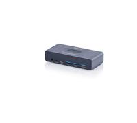DIGITUS Conmutador KVM USB-C - 2 Ordenadores, 2 monitores | 3x USB-A, 1x USB-C a 5 Gbit/s - 2x HDMI 2.0 UltraHD 4K 60 Hz - Conector jack de 3,5 mm - Mando a distancia con cable - Gris