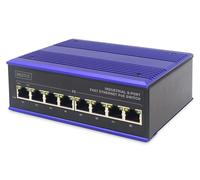 DIGITUS Conmutador PoE Ethernet de alta velocidad industrial de 8 puertos Carril