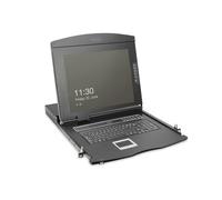 DIGITUS Consola KVM 19" - FullHD - Conmutador 16 Puertos HDMI - Teclado US - para armarios de Servidor y Red de 19 Pulgadas - Negro