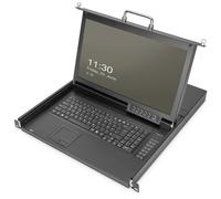 DIGITUS Consola KVM 17" - FullHD - 1 Puerto VGA - Teclado US - para armarios de Servidor y Red de 19 Pulgadas - Negro