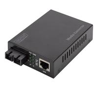 DIGITUS Convertidor de medios Gigabit - RJ45 a SC dúplex - multimodo | 1 Gbit/s - Gigabit Ethernet - Longitud de onda de 850 nm - Alcance de hasta 0,5 km - De cobre a fibra óptica - Negro