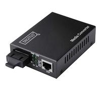 DIGITUS Convertidor de medios - RJ45 a SC dúplex - monomodo | Fast Ethernet de 100 Mbit/s - Longitud de onda de 1310 nm - Alcance de hasta 20 km - Cobre a fibra óptica - Negro