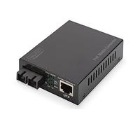 DIGITUS Convertidor de medios - SM - Gbit Ethernet - RJ45 a SC - Longitud de onda 1310 nm - Hasta 20 km - Con inyector PoE - Negro