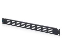DIGITUS Cubierta ciega de 19 Pulgadas con Ranuras de ventilación - 1U | Chapa de acero - Panel frontal para armario de red de 19 pulgada o rack AV - con material de fijación - Negro