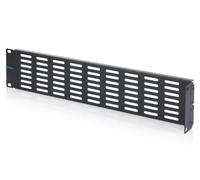 DIGITUS Cubierta ciega de 19 Pulgadas con Ranuras de ventilación y bisagra | 2U - Chapa de acero - Panel para armario de red de 19 pulgadas o rack AV - con material de fijación - Negro