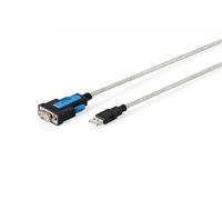 Digitus DA-70170 Cable adaptador USB-A 2.0 macho a RS232 (DB9) macho | Chipset FTDI (FT232RNL) | PVC, transparente | Fijación con tornillos | 1.8m