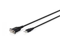 Digitus DA-70172 Cable adaptador USB-A 2.0 macho a RS232 (DB9) macho | Chipset FTDI (FT232RNL) | PVC, negro | Fijación en manguitos | 1.8m