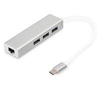 DIGITUS DA-70255 Nodo - Concentrador (USB 3.1 (3.1 Gen 2) Type-C, USB 3.0 (3.1 Gen 1) Type-A, 1000 Mbit/s, Gigabit Ethernet, IEEE 802.3,IEEE 802.3ab,IEEE 802.3u, Plata)