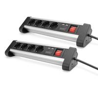 DIGITUS DA-70614-2 - Regleta con Cargador USB - 2 Unidades - 2 Puertos USB-A - 4 Tomas de Corriente con Contacto de protección - con Interruptor - para Escritorio y Montaje en Pared