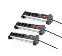 DIGITUS DA-70614-3 - Regleta con Cargador USB - 3 Unidades - 2 Puertos USB-A - 4 Tomas de Corriente con Contacto de protección - con Interruptor - para Escritorio y Montaje en Pared