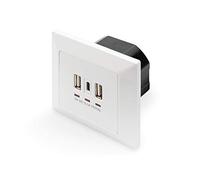 DIGITUS DA-70618 - Cargador USB (3 conectores USB-A y 1 puerto USB-C), 5 V/3,1 A en total, 250 V, 50 Hz, color blanco
