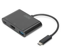 DIGITUS DA-70855 Adaptador multipuerto USB tipo C HDMI UHD 4K 30 Hz 1x HDMI, 1x puerto Typ-C (PD), 1x USB 3.0 Negro