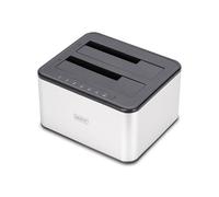 DIGITUS DA-71540-2 - Estación de Acoplamiento SATA Dual - USB 3.0 - para SSDs y Discos Duros de 2,5"/3,5" - SATA 3 - con función de clonación - Plug & Play - Gris