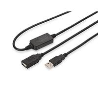 Active USB 2.0 Repeater/Extension Cable, 10 m A/M to A/F, black
