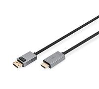 DIGITUS DisplayPort a HDMI cable adaptador - 4k/30Hz - HDMI 2.0 - Displayort 1.2 - LED de estado - Plug&Play - contactos chapados en oro - 1m - negro