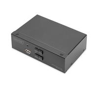 DIGITUS Displayport KVM Switch - 2-Port Single-Display - 2 PC 1 Monitor - 1x Ratón, Teclado y Audio para 2 Ordenadores - UHD 4K@60Hz (4096 x 2160p) - Hot-Key Switch - 1x USB 2.0 Hub - Negro
