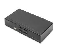 DIGITUS Displayport KVM Switch - 4-Port Single-Display - 4 PC 1 Monitor - 1x Ratón, Teclado y Audio para 4 Ordenadores - UHD 4K@60Hz (4096 x 2160p) - Hot-Key Switch - 1x USB 2.0 Hub - Negro