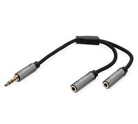 DIGITUS Divisor de audio - clavija de 3,5 mm a 2 tomas de 3,5 mm - divisor auxiliar, estéreo - 0,2 m - negro - para smartphones, ordenadores, portátiles, reproductores MP3, sistemas estéreo