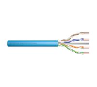 DIGITUS 500 m de Cable de red Cat 6A, U-UTP Simplex, BauPVO Eca, LSZH Libre de Halógenos, 500 MHz de cobre AWG 23/1, Compatible con PoE+, Cable LAN Cable Ethernet, Azul