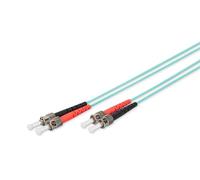 DIGITUS DK-2511-01/3, Cable De Fibra Óptica OM3, 1 m, ST a ST, Dúplex, 1/10/40/100 Gbit/s, Cable LAN De Fibra Óptica Multimodo MM, Tipo De Fibra: 50/125 µ, Turquesa (Aqua)