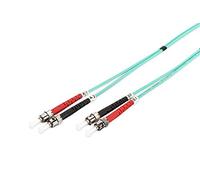 DIGITUS DK-2511-10/3, Cable De Fibra Óptica OM3, 10 m, ST a ST, Dúplex, 1/10/40/100 Gbit/s, Cable LAN De Fibra Óptica Multimodo MM, Tipo De Fibra: 50/125 µ, Turquesa (Aqua)
