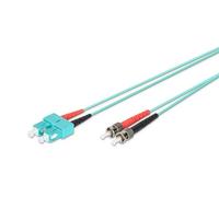 DIGITUS DK-2512-01/3, Cable De Fibra Óptica OM3, 1 m, ST a SC, Dúplex, 1/10/40/100 Gbit/s, Cable LAN De Fibra Óptica Multimodo MM, Tipo De Fibra: 50/125 µ, Turquesa (Aqua)