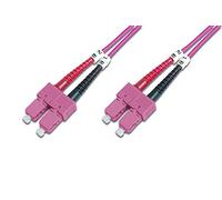 DIGITUS DK-2522-02-4, Cable de fibra óptica OM4, 2 m, SC a SC, Cable de fibra óptica dúplex, 1/10/40/100 Gbit/s, Cable LAN de fibra óptica multimodo MM, Tipo de fibra: 50/125 µ, Violeta