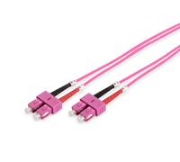 DIGITUS DK-2522-02-4, Cable de fibra óptica OM4, 2 m, SC a SC, Cable de fibra óptica dúplex, 1/10/40/100 Gbit/s, Cable LAN de fibra óptica multimodo MM, Tipo de fibra: 50/125 µ, Violeta