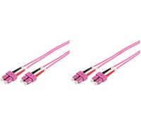 DIGITUS DK-2522-03-4, Cable de fibra óptica OM4, 3 m, SC a SC, Cable de fibra óptica dúplex, 1/10/40/100 Gbit/s, Cable LAN de fibra óptica multimodo MM, Tipo de fibra: 50/125 µ, Violeta (Paquete de 2)