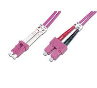 DIGITUS DK-2532-02-4, Cable de fibra óptica OM4, 2 m, LC a SC, Cable de fibra óptica dúplex, 1/10/40/100 Gbit/s, Cable LAN de fibra óptica multimodo MM, Tipo de fibra: 50/125 µ, Violeta